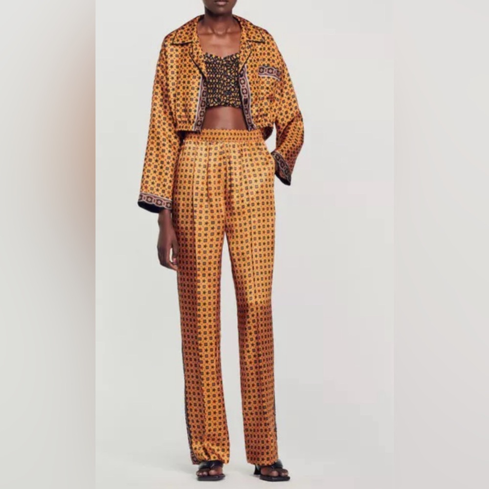 Sandro silk set 
Top size 2 
Pants 34